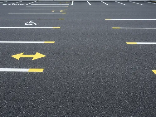 Clearly marked parking bays in a commercial lot